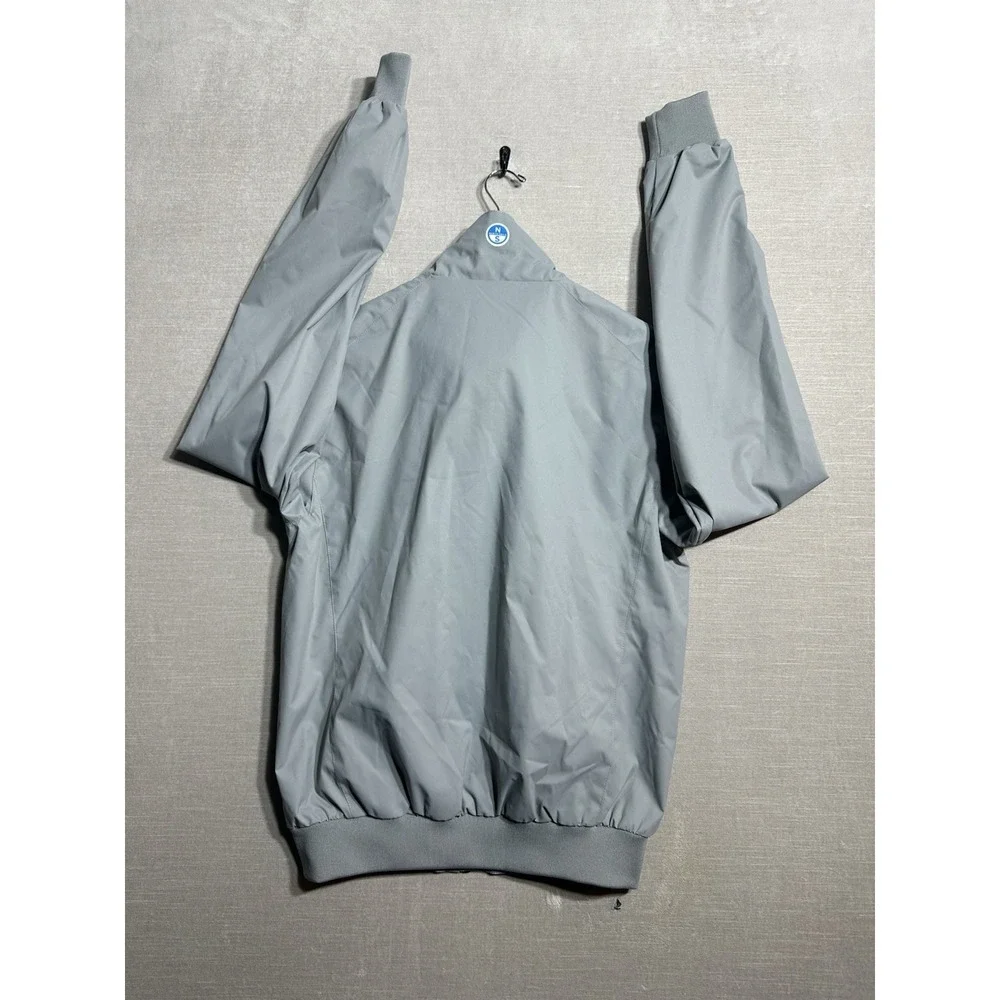 North Sails Mesh Lined Sailer Jacket Mens Medium Grey High Neck Full Zip Bomber